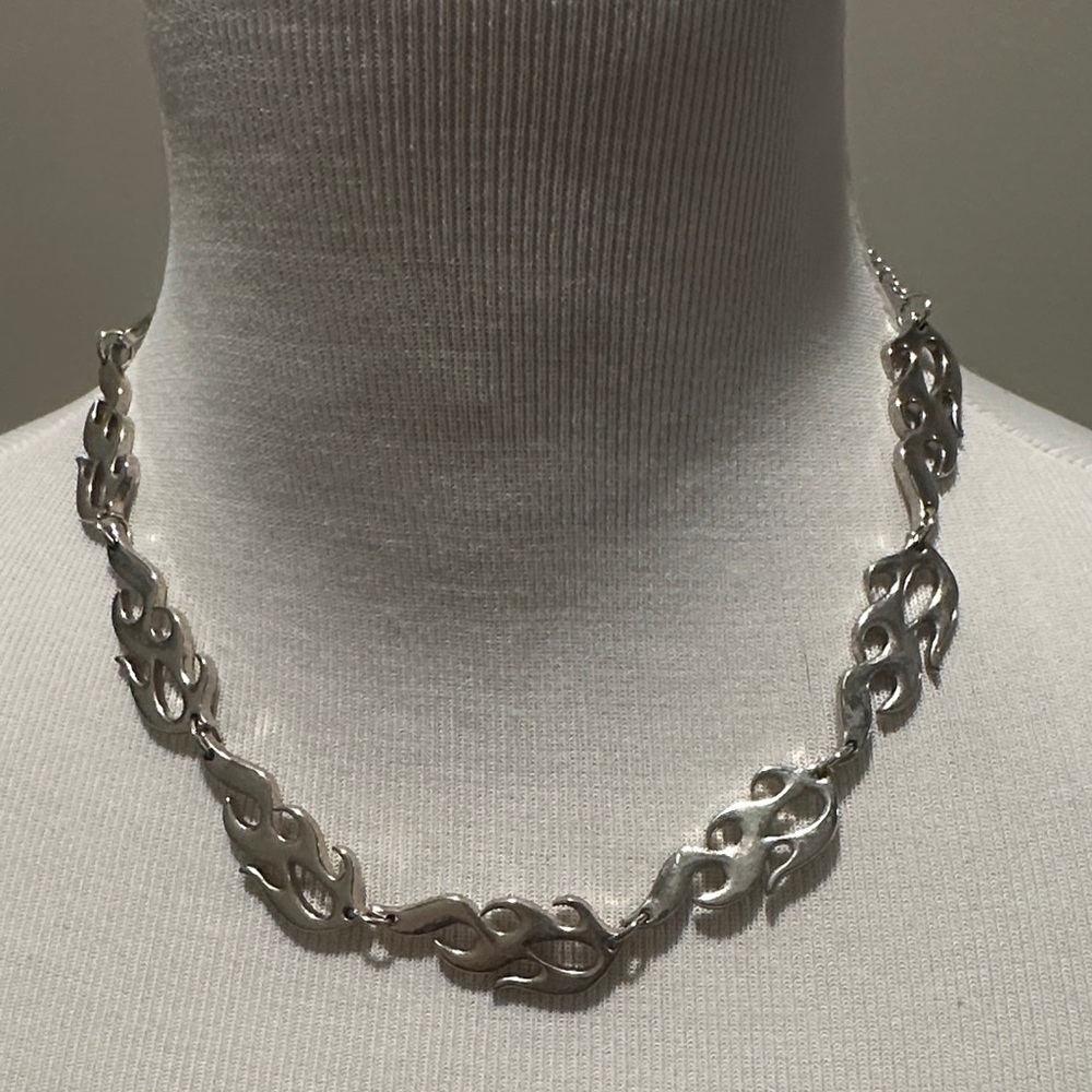 Flame Silver statement Necklace